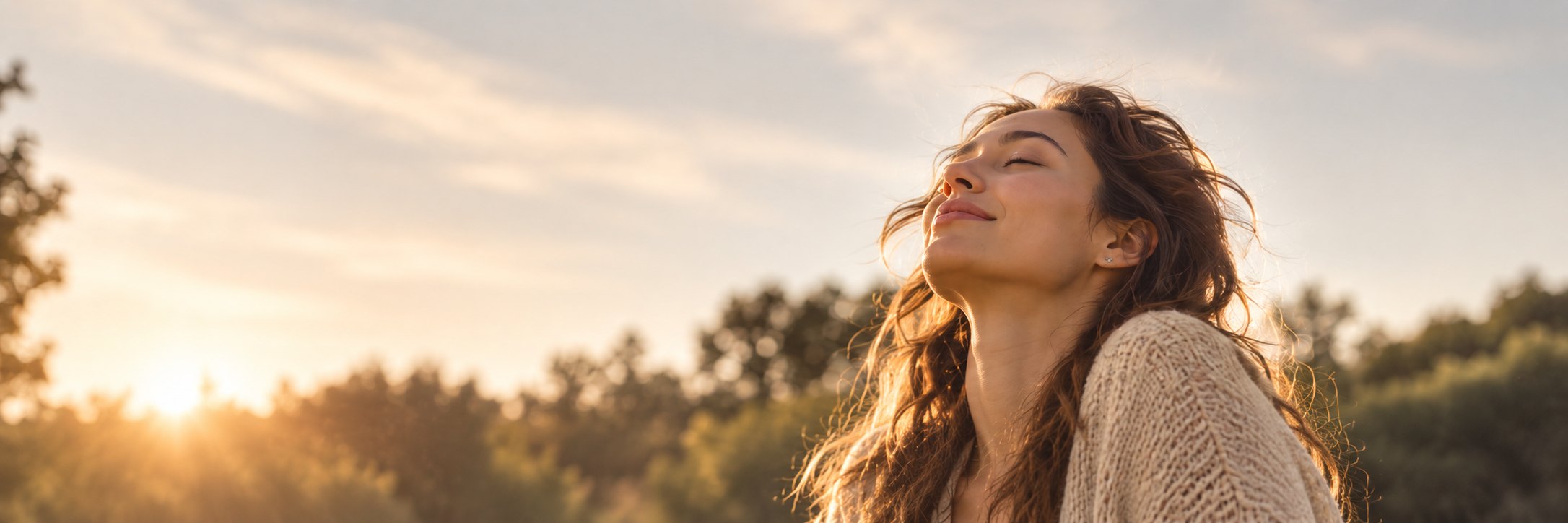 Woman resting in warm light